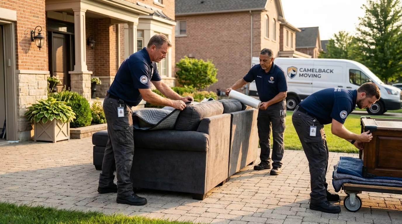 Large estate moving crew wrapping furniture in Lake Charles, LA