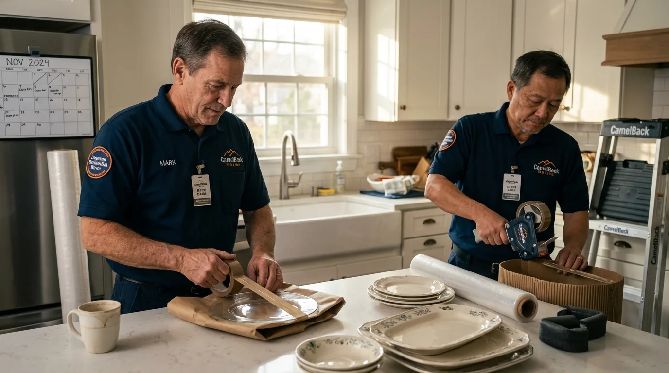 Professional crew packing kitchen dishware in Lake Charles, LA